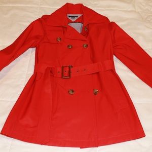 Tommy Hilfiger XS/TP Red Trench Coat Like New